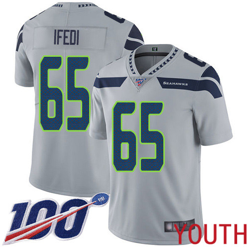 Seattle Seahawks Limited Grey Youth Germain Ifedi Alternate Jersey NFL Football 65 100th Season Vapor Untouchable